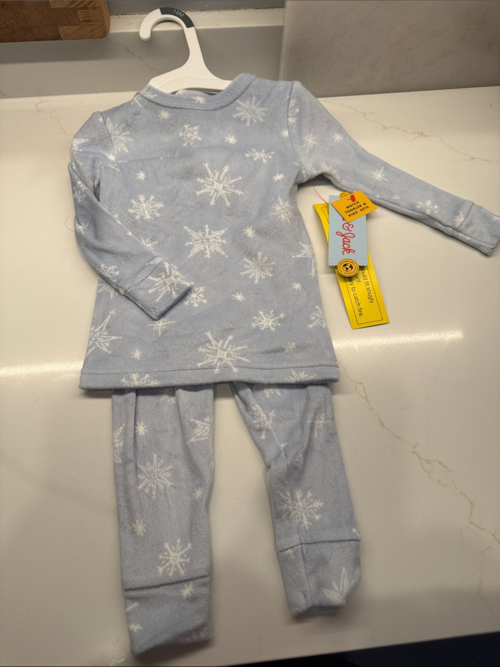 Cat & Jack Light Blue Snowflake Fleece Pajama Set 18mo